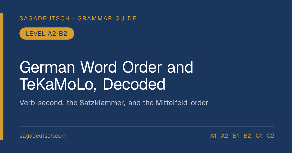 German Word Order and TeKaMoLo, Decoded (A2-B2)