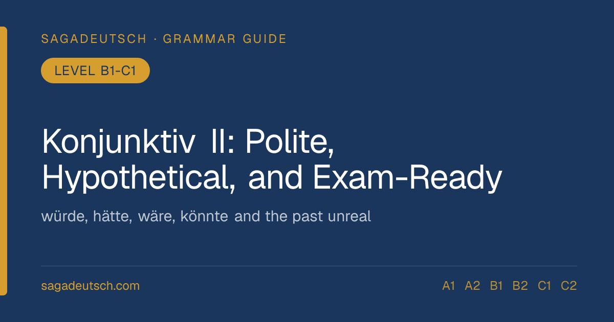 Konjunktiv II: Polite, Hypothetical, and Exam-Ready